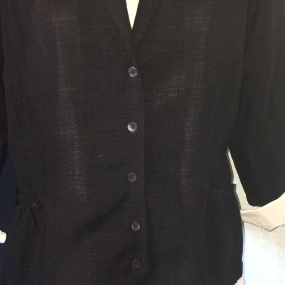 Eileen Fisher black blazer. Bust:22”, Length 24” - Picture 2 of 8